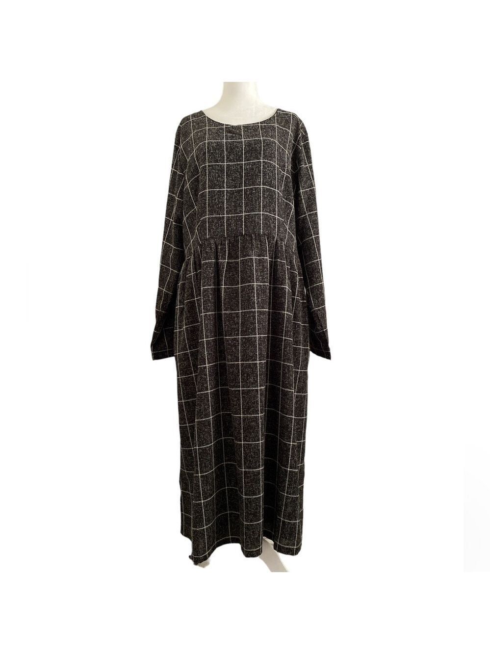 Roolee prairie windowpane black and white dress